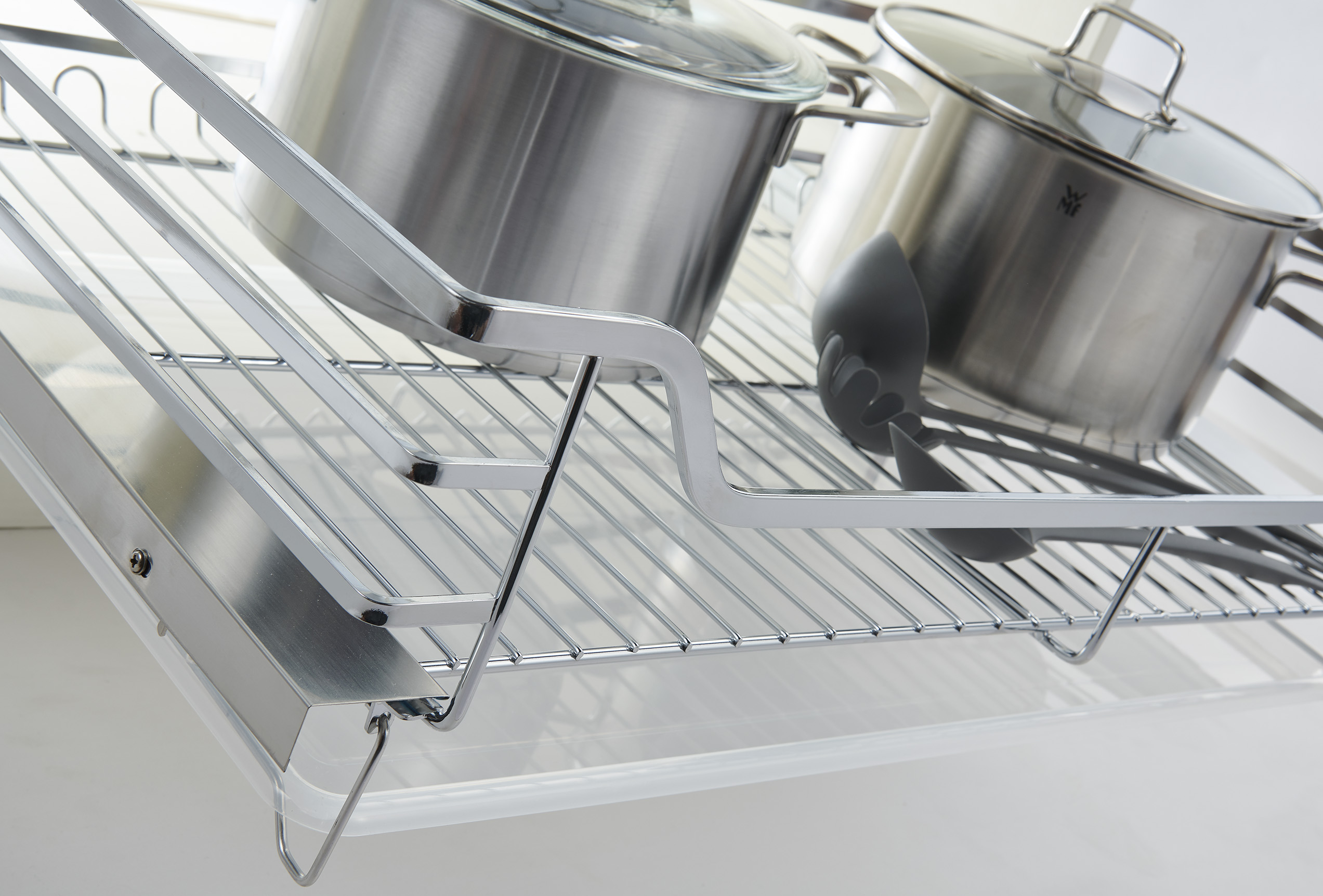 Stable Four-Side Flat Pull-Out Basket Four-side flat pull-out basket with pots and pans for kitchen base cabinet