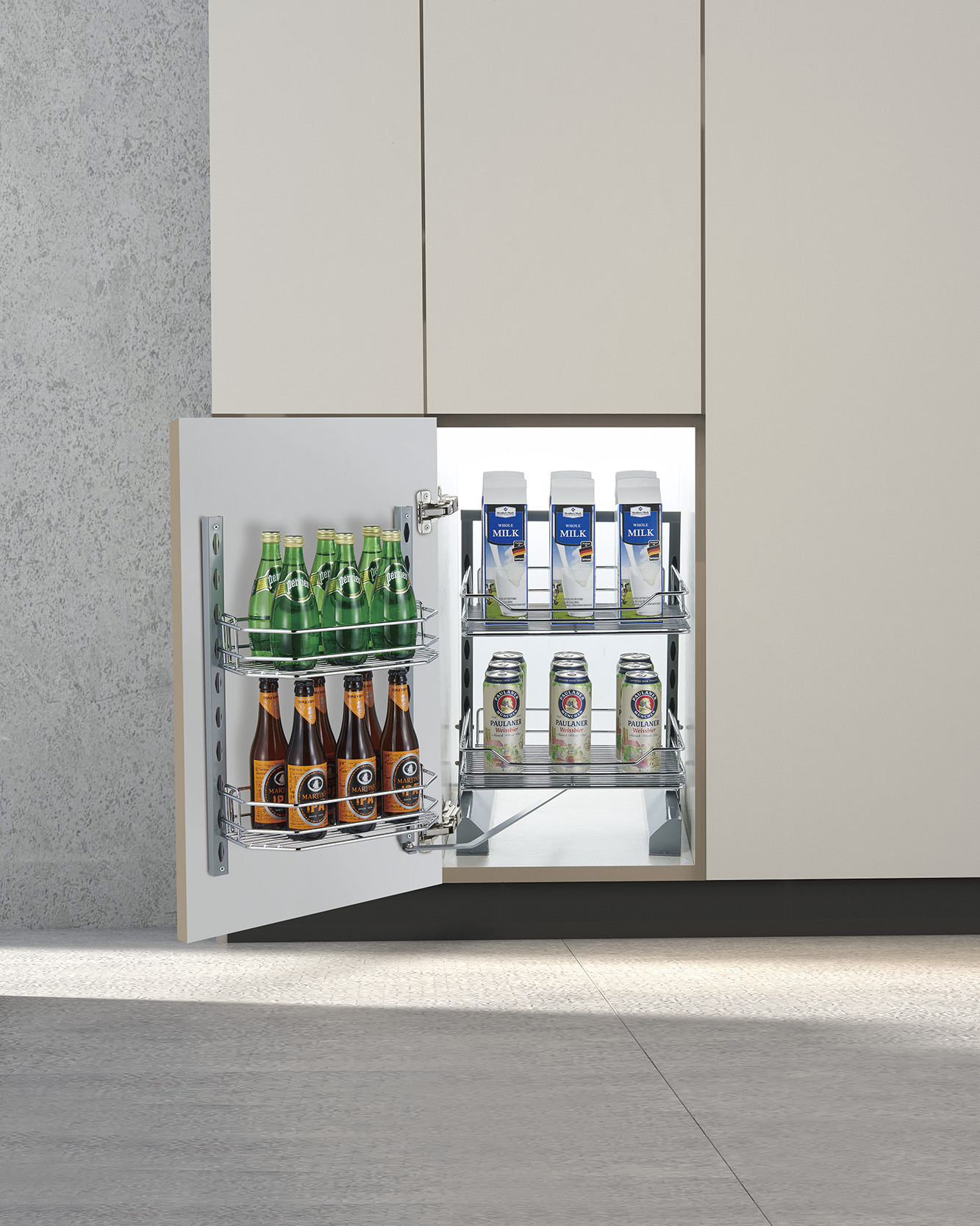 A620 Door Mounted Pull Out Basket Installed in 450mm Kitchen Cabinet A620 2 Tier Door Mounted Pull Out Basket for 450mm Kitchen Cabinet