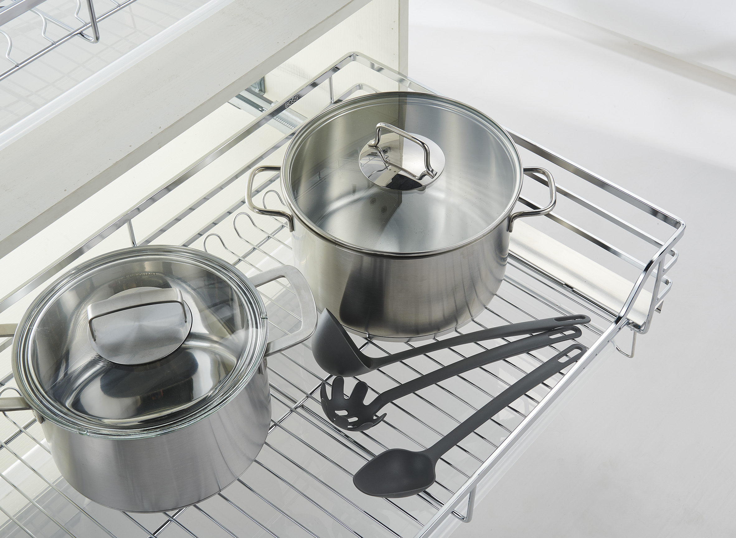Optional Concealed Soft-Close Slide Concealed soft-close slide for pull-out kitchen cabinet basket