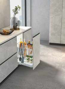 Multipurpose Pull-Out Kitchen Utility Basket with Tool Hooks & Plastic Box