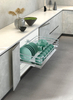 Pull-Out Dish & Bowl Storage Basket with Plastic Drip Tray for Base Cabinet