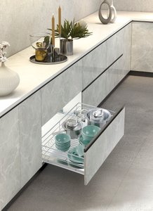 Pull-Out Kitchen Base Cabinet Basket for Cookware & Tableware Storage