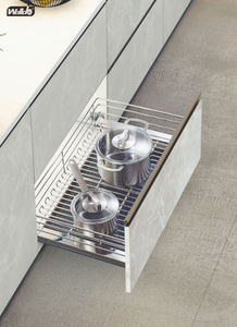 Flat Wire Pull-Out Basket for Kitchen Base Cabinet Cookware Storage