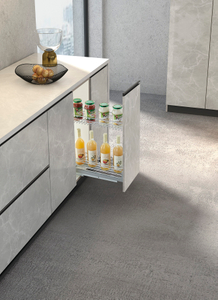 200mm narrow pull out basket installed in kitchen base cabinet