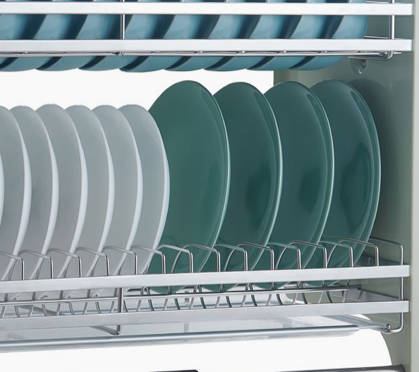 Double Layer Pull Down Wall Cabinet Plate Rack