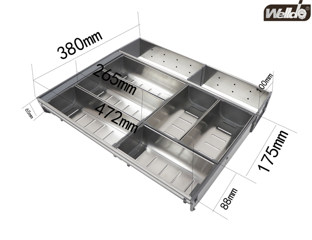 Stainless steel cutlery tray for kitchen drawer organization