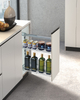 Side pull out spice basket installed in narrow kitchen cabinet