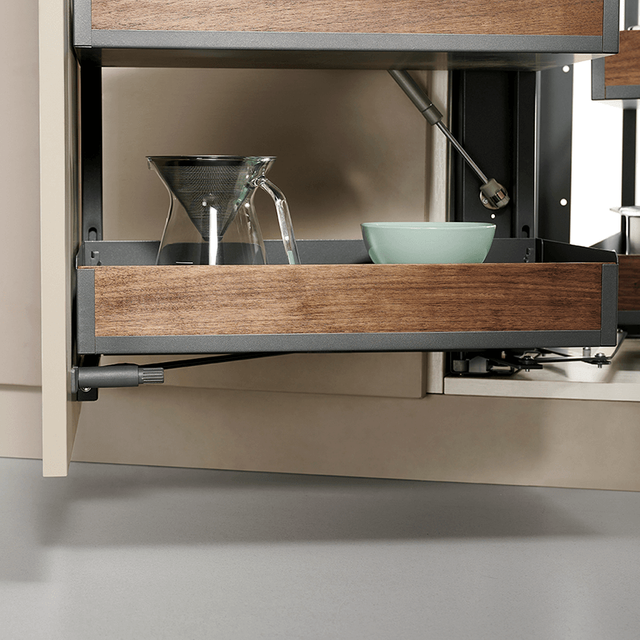 Kitchen Accessories Magic Corner Metal Plate With Walunt Wood Pull Out Storage Basket