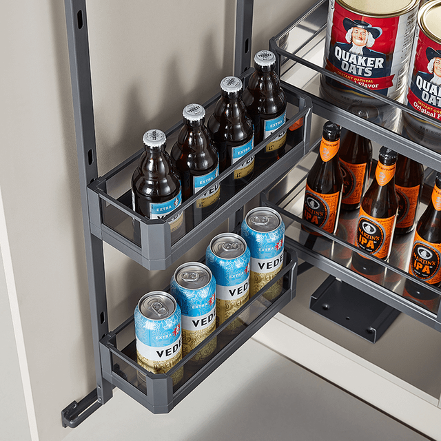 Modern Tall Pull-Out Pantry Storage Unit With Adjustable Multi-Layer Shelves