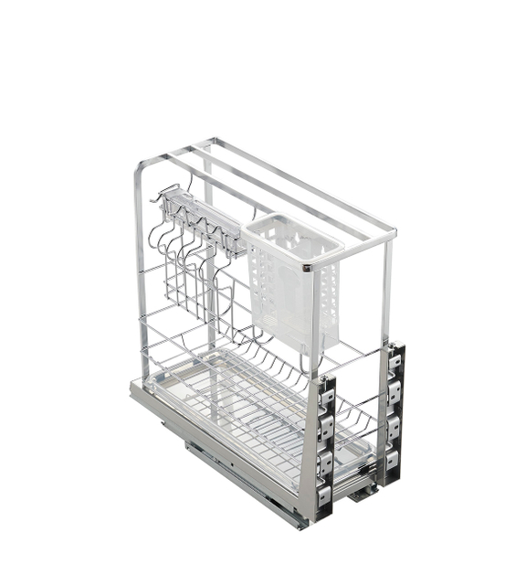 Pull-Out Multifunction Drawer Basket with Utensil Hooks & Cutlery Box