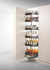 Luxury Full-Extension Tall Pull-out Pantry System with Walnut/Glass Panels