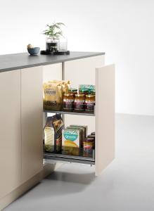 Elegant Double-Layer Soft-Close Pull-out Storage Basket with Walnut Panels