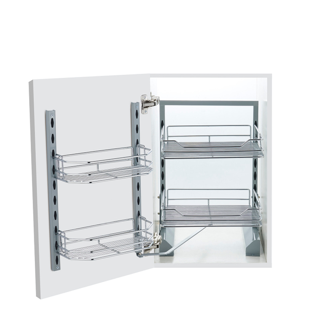 Door Pull-Out Storage Rack for Kitchen Cabinets, 2-Tier Slide Out Organizer for Drinks and Condiments
