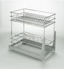 2-Tier Drawer Basket with Upper Plate Rack & Lower Storage Shelf