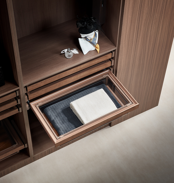 Premium Walnut-Framed Pull-Out Clothing Drawer