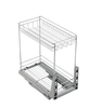 2-Shelf Narrow Pull-Out Drawer Basket for Kitchen Base Cabinet Storage
