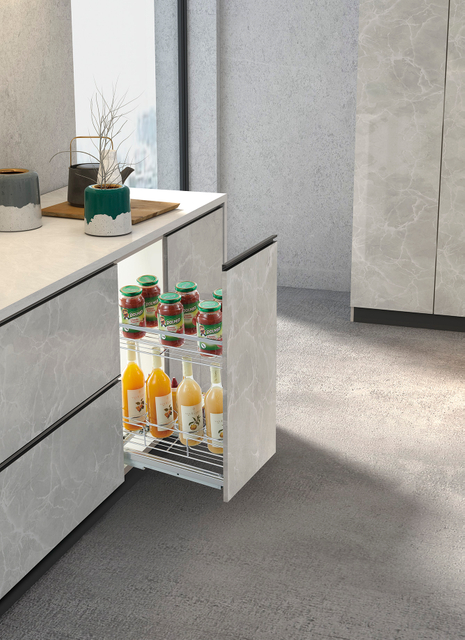 2-Tier Pull Out Spice Basket for Narrow Kitchen Cabinets