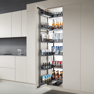 Modern Tall Pull-Out Pantry Storage Unit With Adjustable Multi-Layer Shelves
