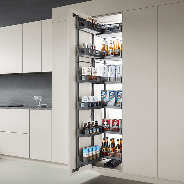 Tall Cabinet Pantry Pull Out Basket with Soft Close Sliding System