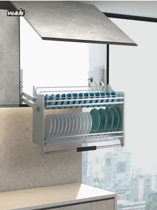 Double Layer Pull Down Wall Cabinet Plate Rack