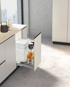 Pull-Out Rice Bag Storage Basket with Side Shelf for Kitchen Cabinet