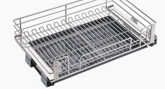 Flat Wire Pull-Out Basket for Kitchen Base Cabinet Cookware Storage