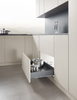 Minimalist Grey Pull-Out Storage Basket for Modern Kitchens