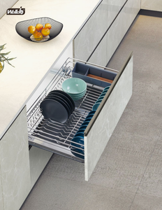 Flat Wire Bowl & Dish Pull-Out Basket with Cutlery Box for Base Cabinet