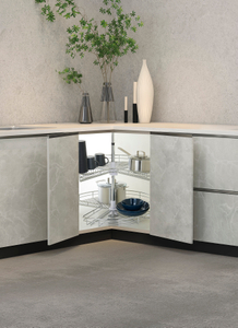 270 degree swivel basket installed in kitchen corner cabinet