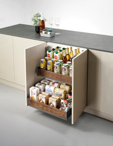 Premium Front-Panel Pull-out Dish & Cookware Storage Basket (Walnut Design)