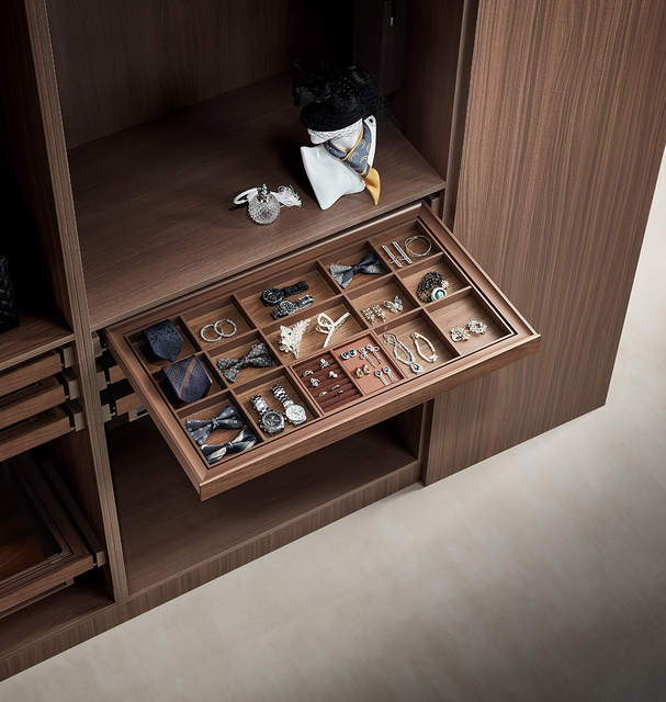 Luxury Walnut-Lined Modular Jewelry Drawer Organizer