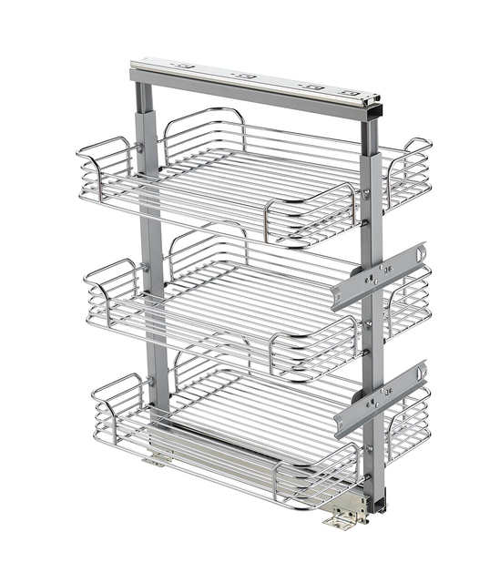 Slim Pull Out Kitchen Basket, 3-Tier Narrow Cabinet Organizer