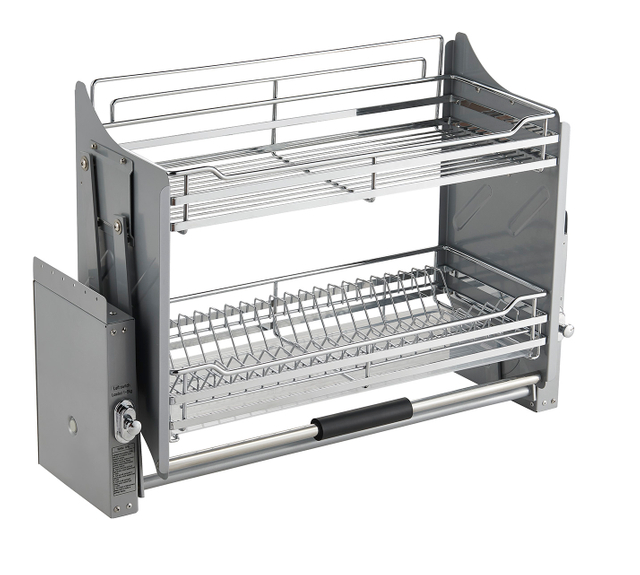 Pull Down Wall Cabinet Dish Basket with Lift Mechanism