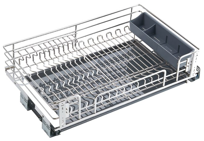 flat wire pull out dish basket for kitchen cabinet