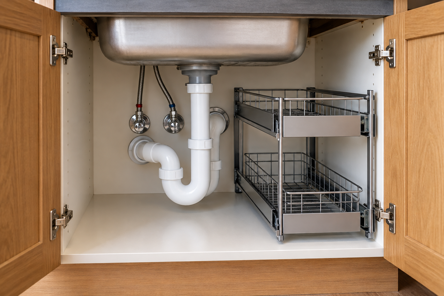 Pull-out basket installed around under-sink plumbing.png