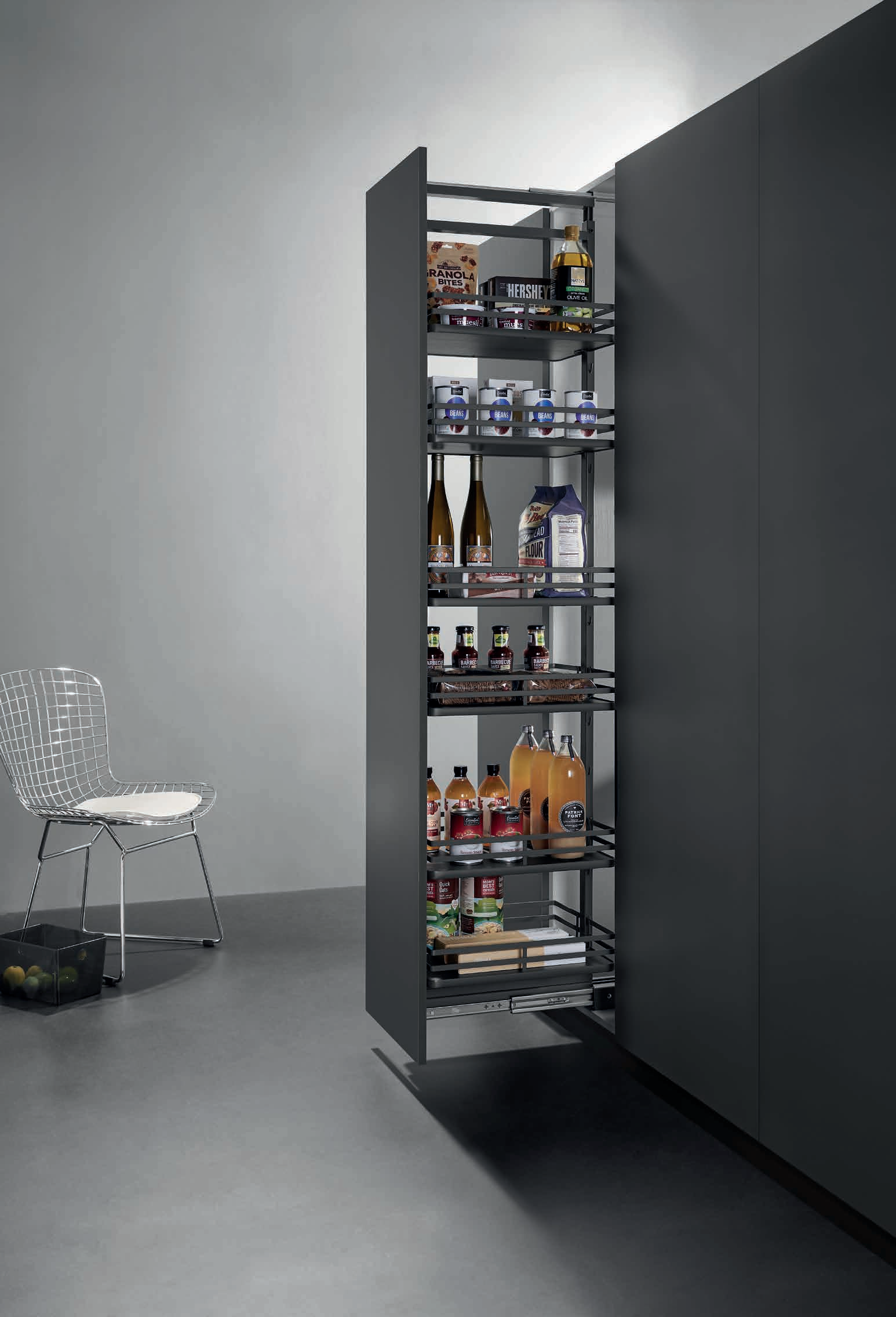 Tall pantry pull out basket for kitchen tall cabinet storage