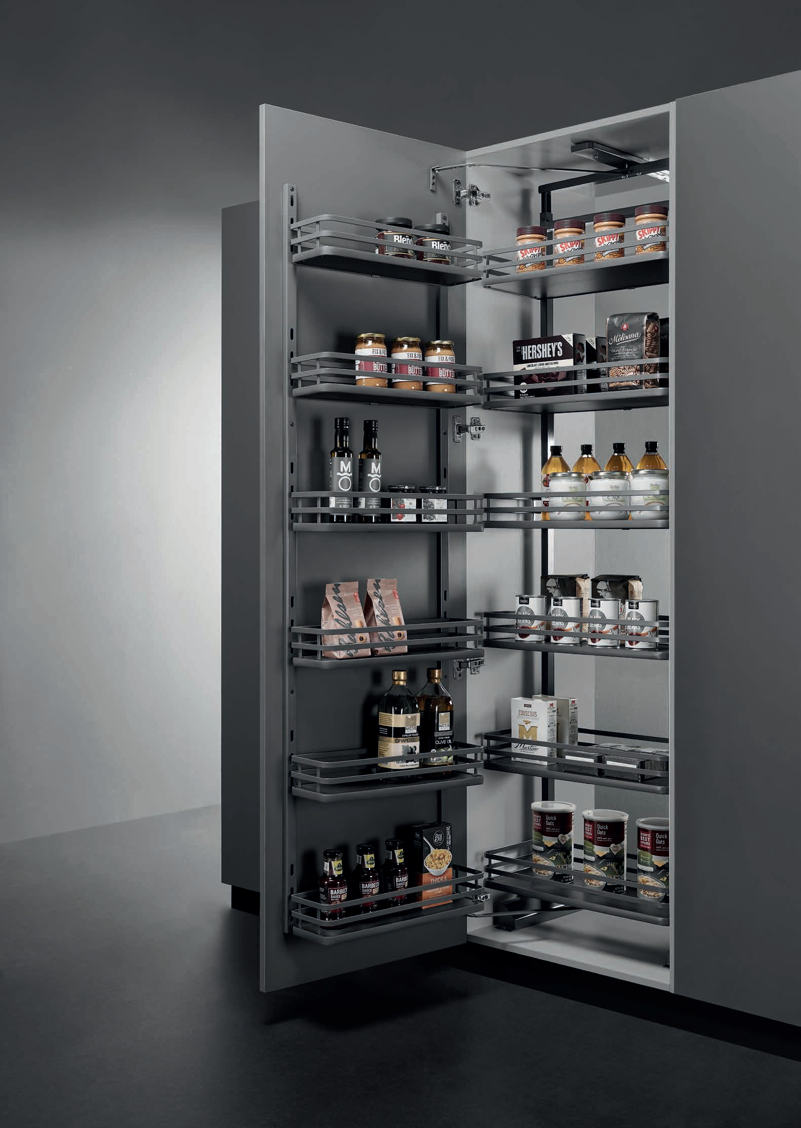 Kitchen tall cabinet pull out pantry organizer with multi-layer storage baskets