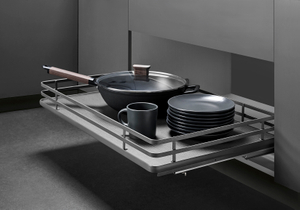 kitchen base cabinet pull out basket for pots pans and dishes
