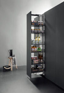 Soft close tall pantry pull out basket for modern kitchen cabinet storage