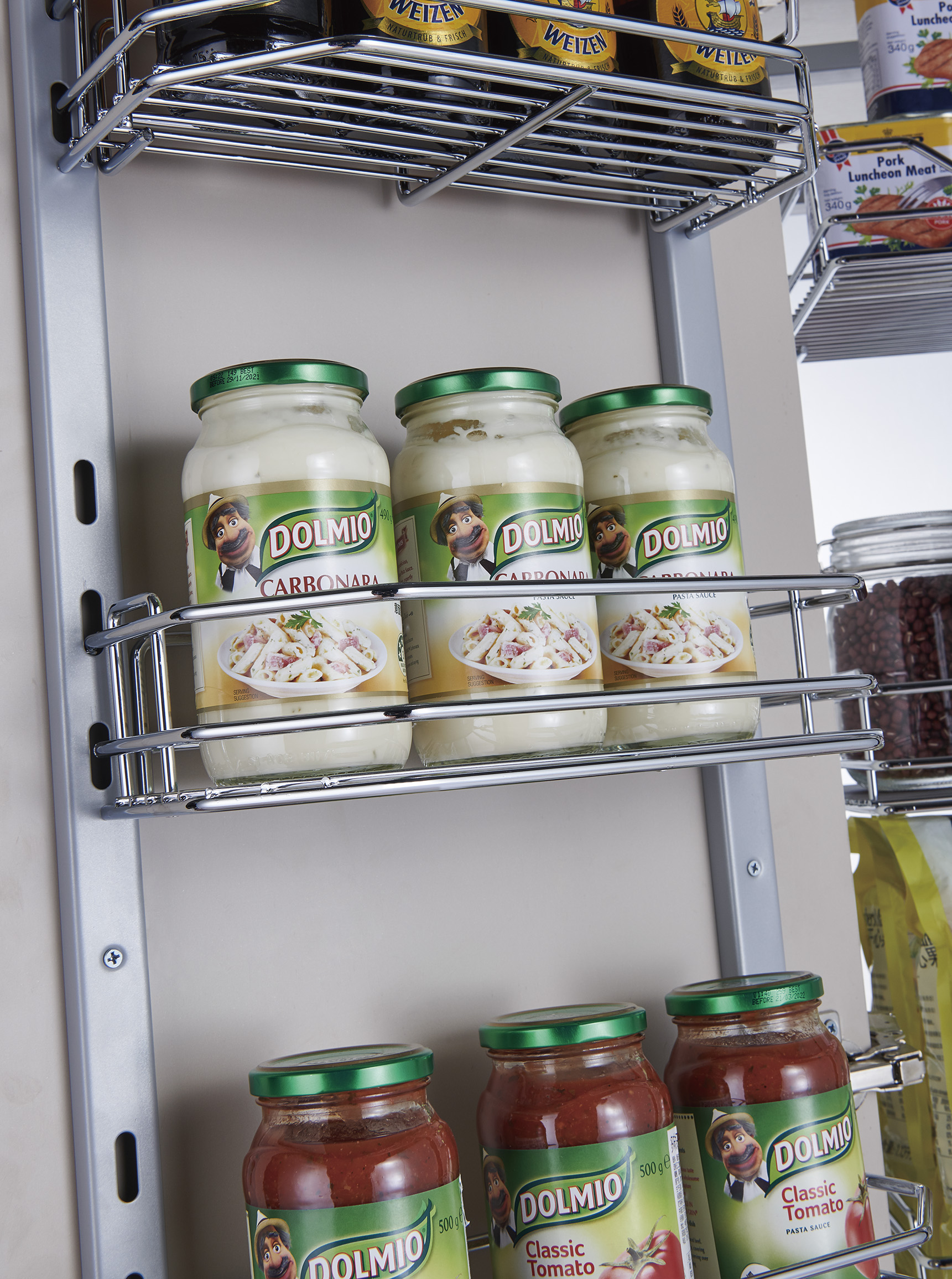 Welldo A661 high cabinet pull-out storage system with reinforced metal frame and durable kitchen storage baskets