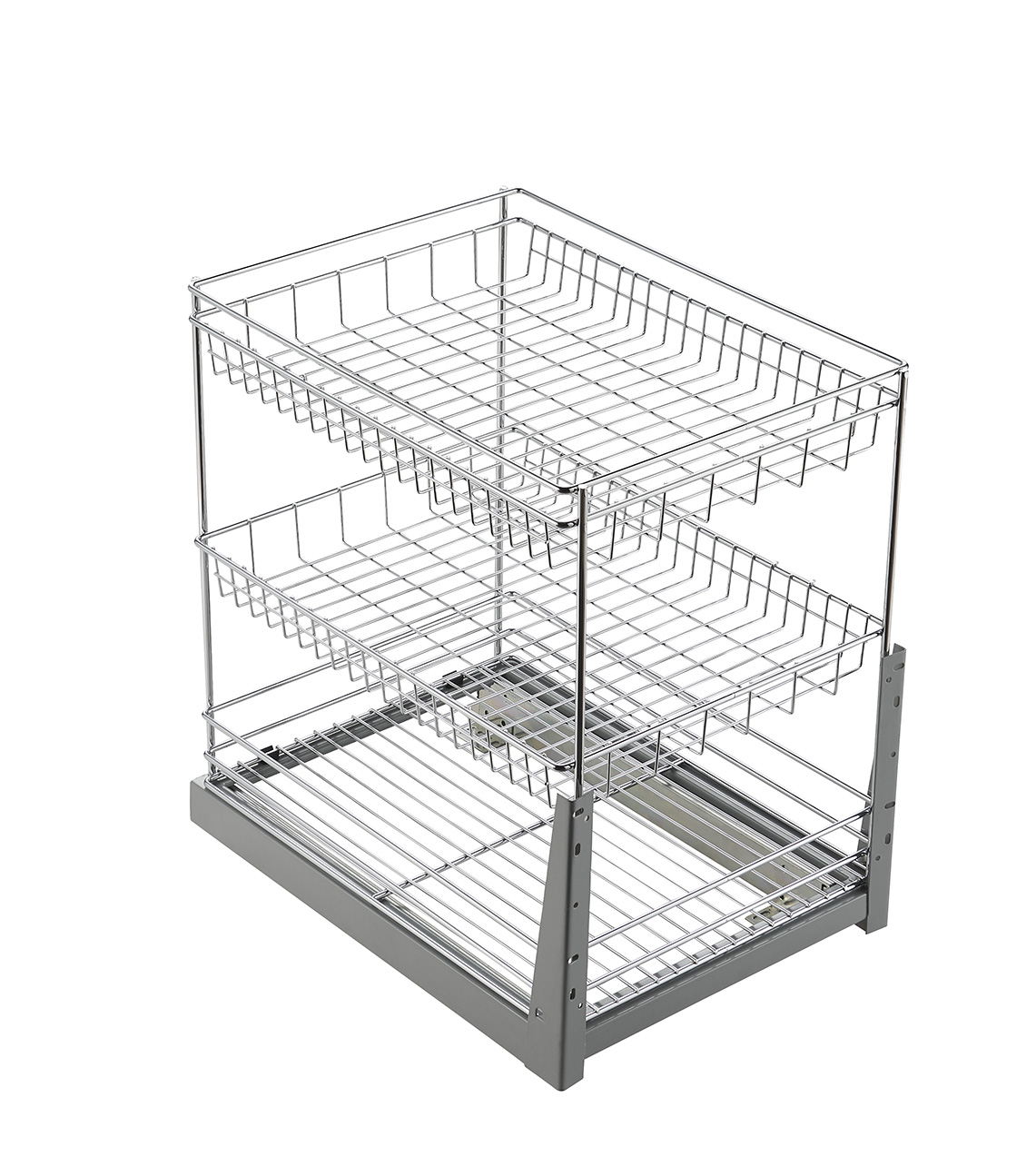 round wire pull out basket structure for narrow kitchen cabinet ventilation and tableware storage