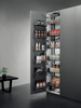 Kitchen cabinet tall pantry pull out basket with door mounted storage rack