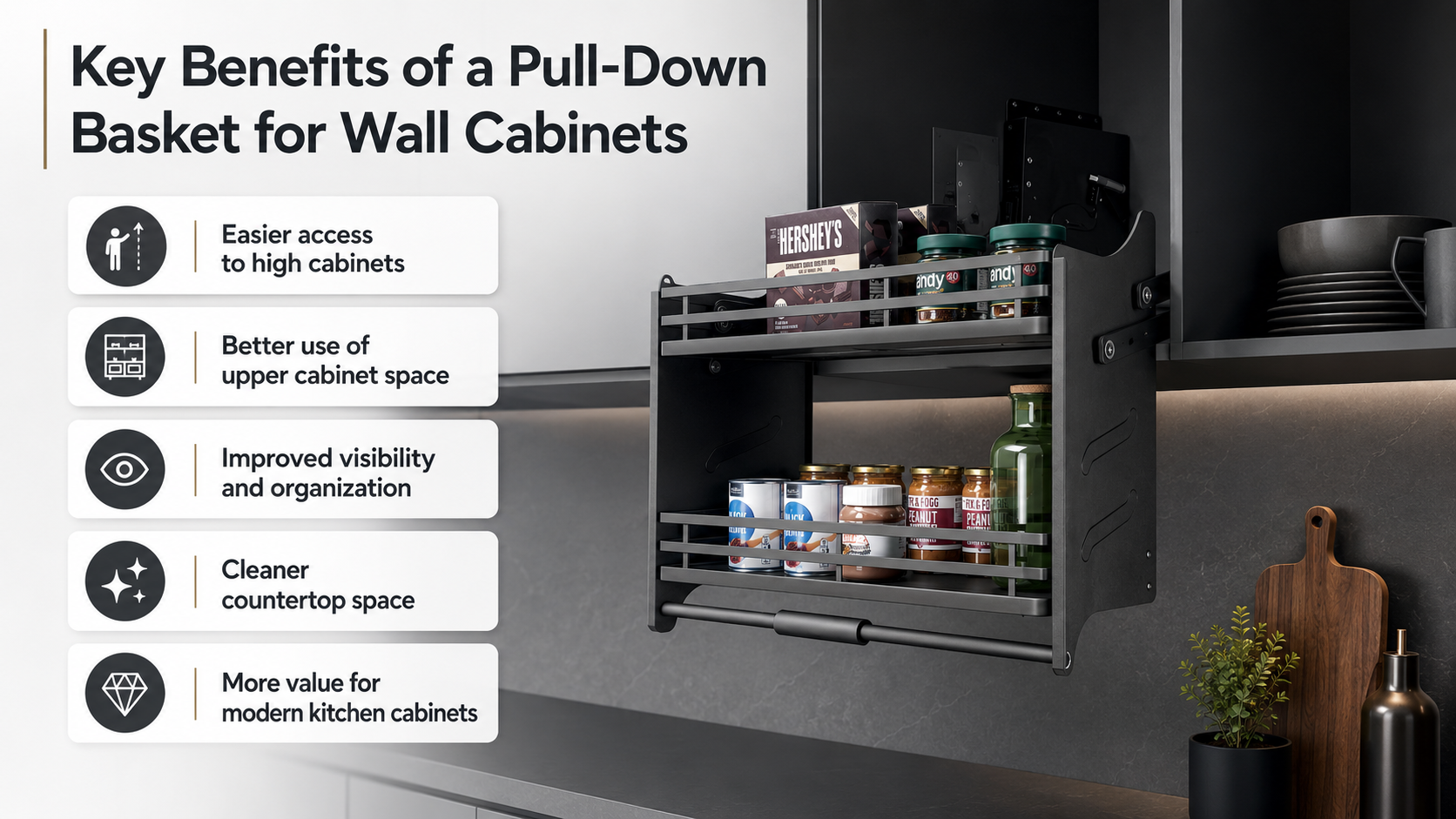 key benefits of pull down basket for wall cabinets upper kitchen cabinet storage