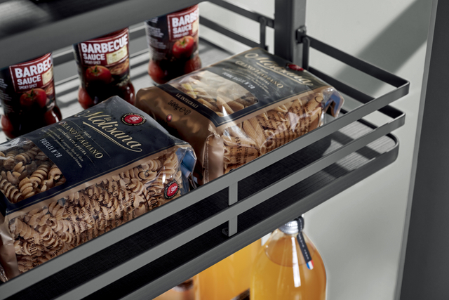 Modern soft close tall pantry pull out basket for kitchen cabinet storage